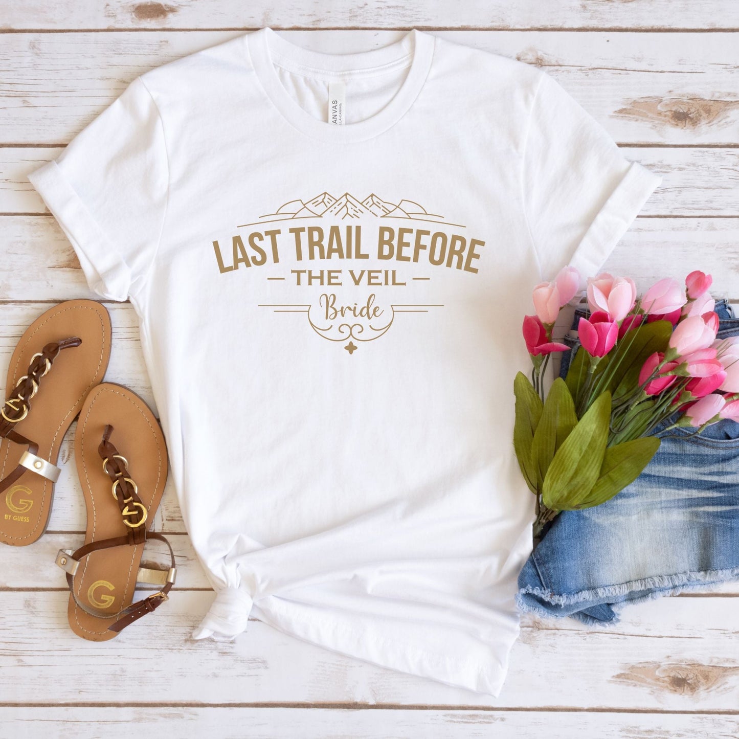 Last Trail Before The Veil | Bachelorette Party Coordinating Tee Shirts White / 3XL